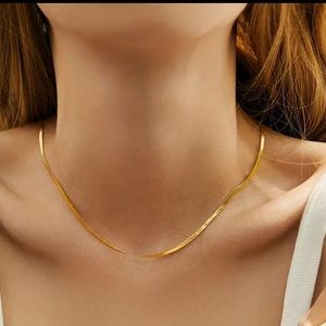2 mm, 18k gold plated 925 silver herringbone chain necklace